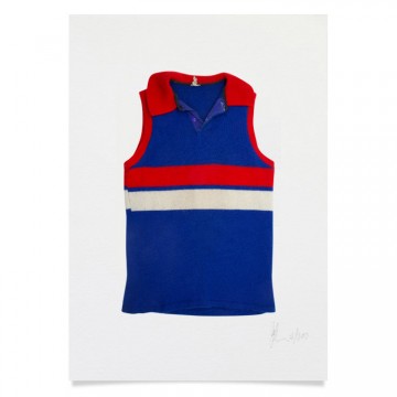 Print | Royal Blue, Red + White Hoops Vintage Football Jumper | A3